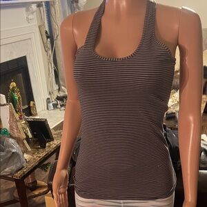 Lululemon Athletica Black and White Striped Tank Top